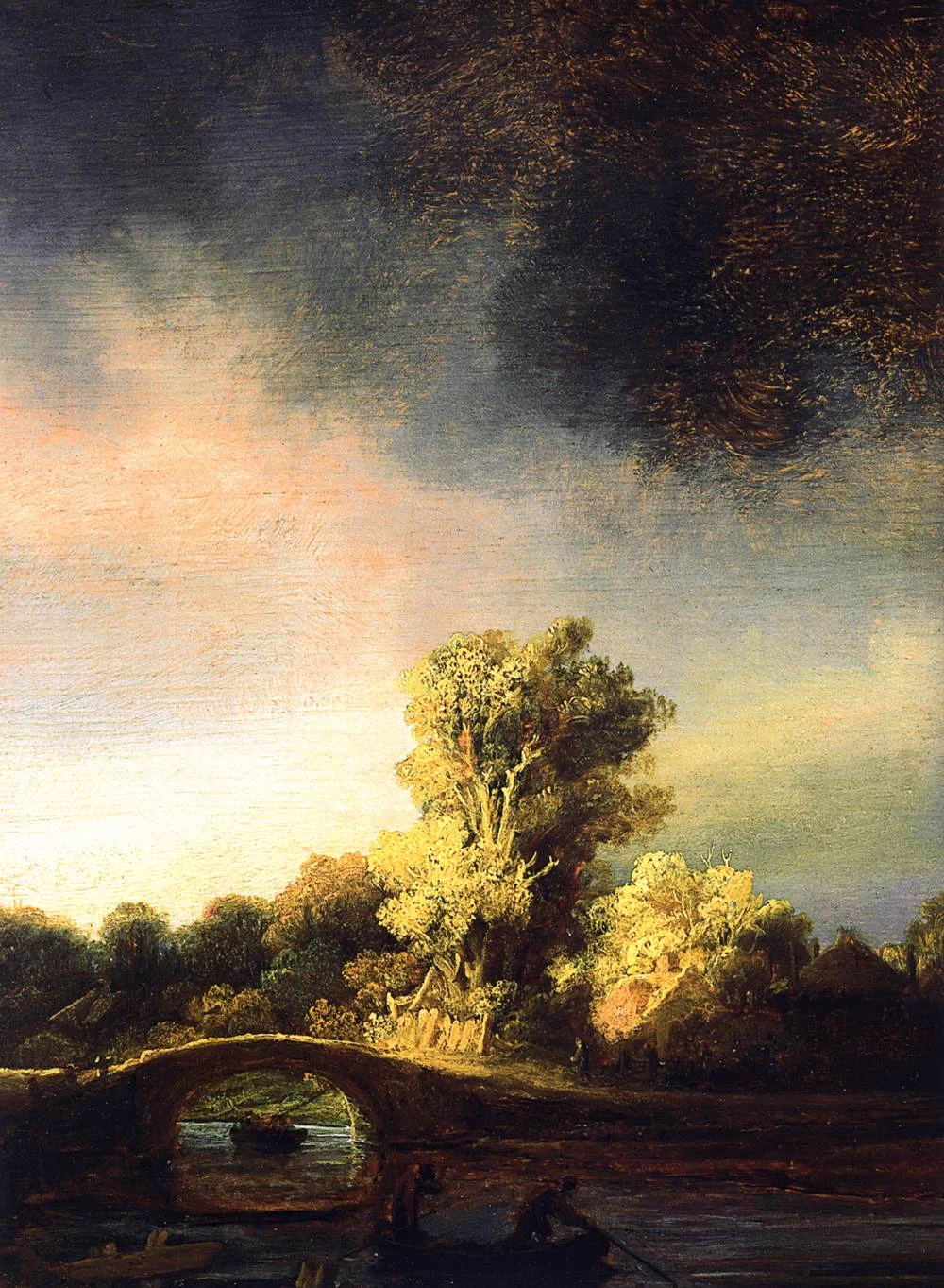 Paesaggio con un ponte di pietra - Rijksmuseum, Amsterdam, dettaglio